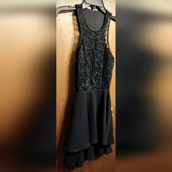 B Darlin halter top midi black sequin black formal JRs 5/6 - Picture 1 of 5